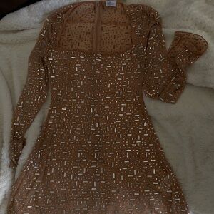 Stylish Long Sleeve Sequin Dress